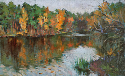 Autumn at the Lake painting by Elena Morozova
