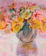 Still life painting with a begonia plant