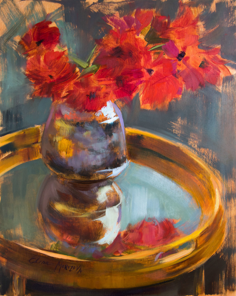 Red Flowers painting by Elena Morozova