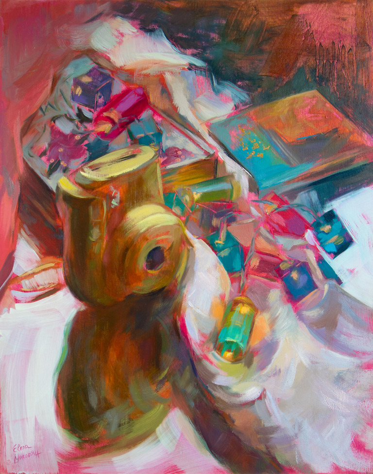 After Christmas painting by Elena Morozova