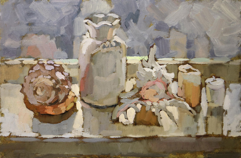 White Still Life painting by Elena Morozova