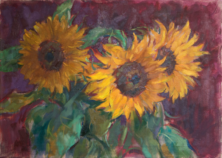 Golden Sunflowers painting by Elena Morozova
