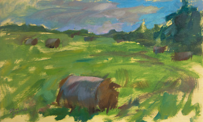 Hay Bales painting by Elena Morozova