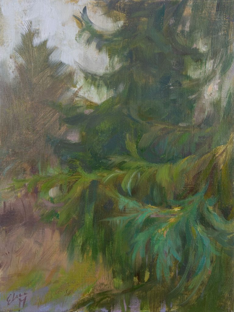Pines painting by Elena Morozova