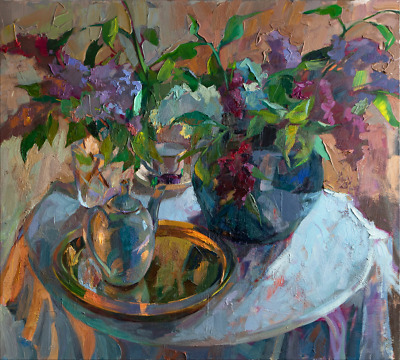 Lilac and Tea painting by Elena Morozova