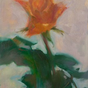 Orange rose painted with oil on canvas