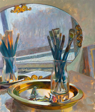 Winter Reflections painting by Elena Morozova
