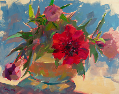 Peonies in the Sunlight painting by Elena Morozova