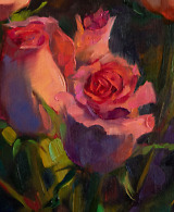Oil painting of pink roses