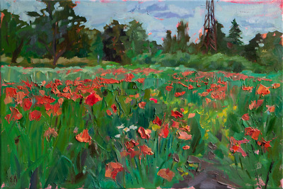 Poppy Field painting by Elena Morozova