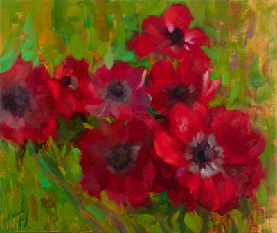 Anemones painting by Elena Morozova