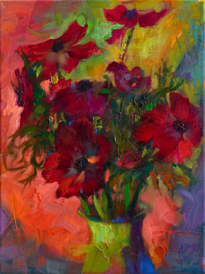 Red Anemones painting by Elena Morozova