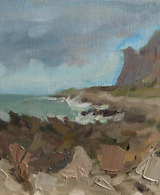 Rocky shores embraced by towering mountains, where land and sea unite in breathtaking harmony
