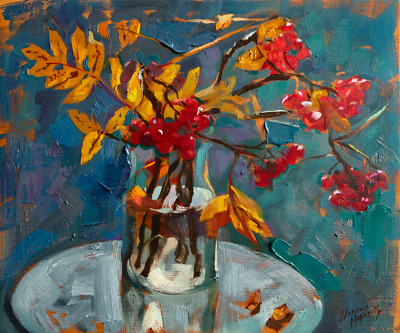 Rowan Branch painting by Elena Morozova