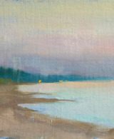 The sea and beach after sunset, painted with oil en plein air