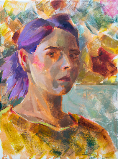 Self-Portrait With Purple Hair painting by Elena Morozova