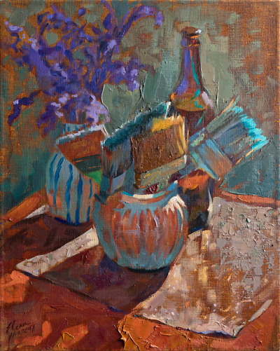 Brushes and Vases painting by Elena Morozova