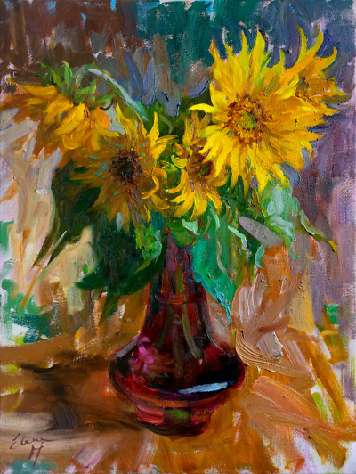 Vase of Sunshine painting by Elena Morozova
