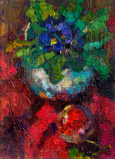 The Poetry of Blue and Red painting by Elena Morozova