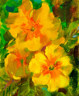 Yellow violets, painted with oil on canvas